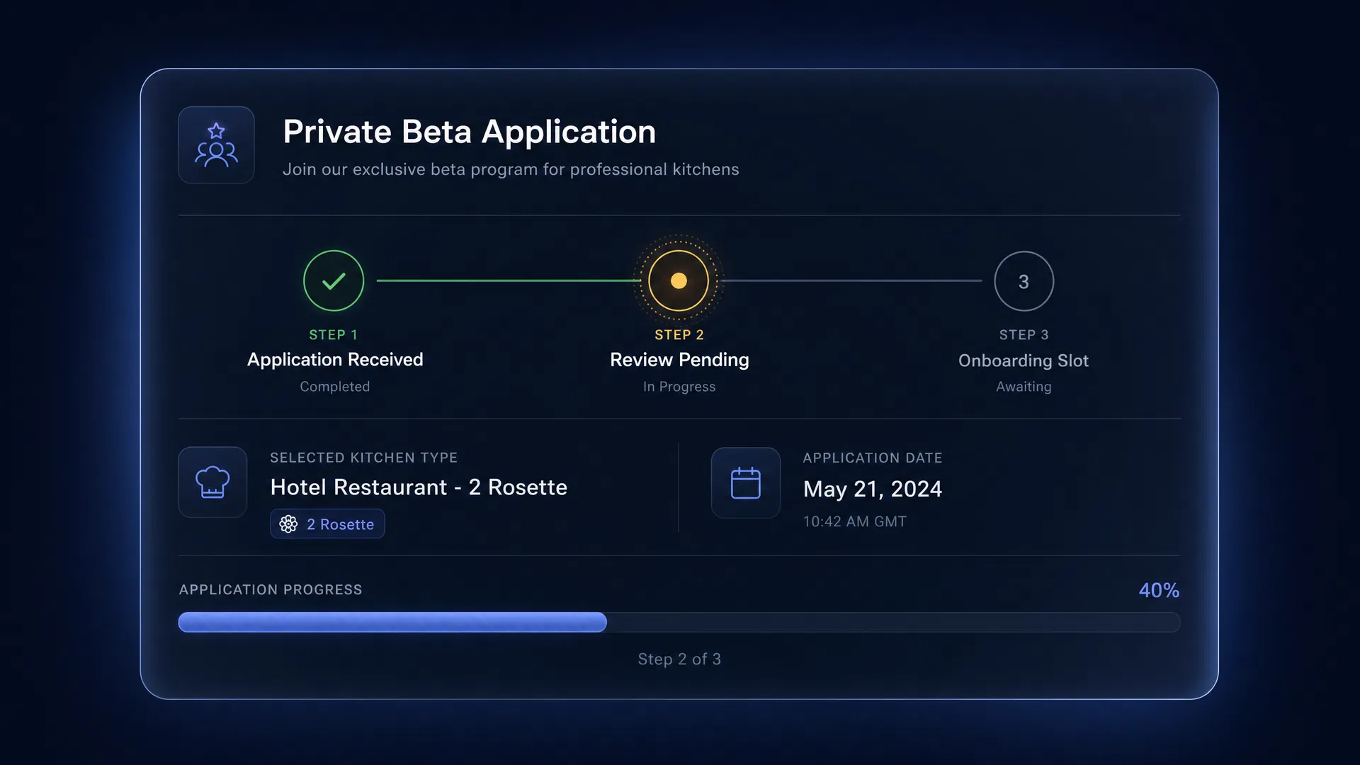 POPE-AI private beta application dashboard.